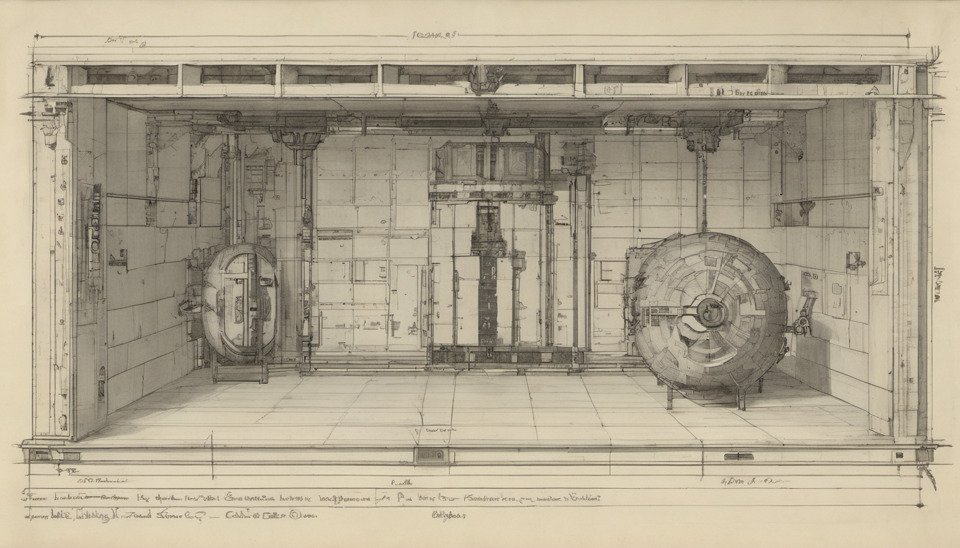 Architectural cross-section of three sealed service chambers — a password vault, a version control forge, and a monitoring watchtower — sharing one reinforced foundation